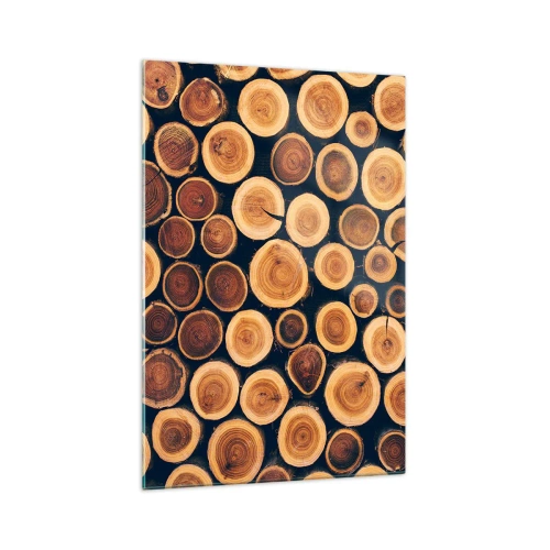 Obraz na szkle - Wzór z przekrojów drewnianych kłód - 70x100cm - Na ile lat wyglądam? - Nowoczesna dekoracja ścienna do salonu i sypialni ARTTOR