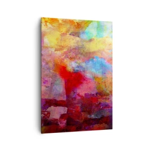 Obraz na płótnie - Kolorowa abstrakcja w ciepłych i chłodnych odcieniach - 70x100cm - Zajrzeć do środka tęczy - Nowoczesna dekoracja ścienna do salonu i sypialni ARTTOR