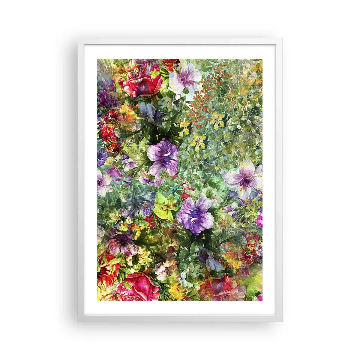 Plakat w białej ramie - W kwiaty na zatracenie - 50x70 cm