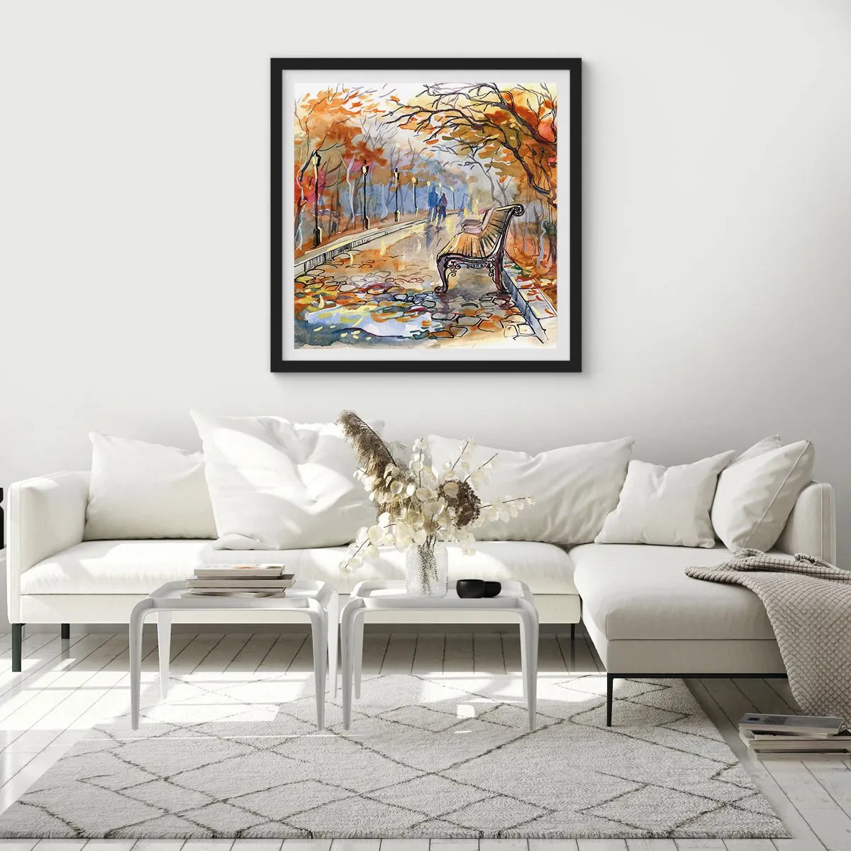 Plakat w czarnej ramie - Razem powędrować w jesień - 60x60 cm