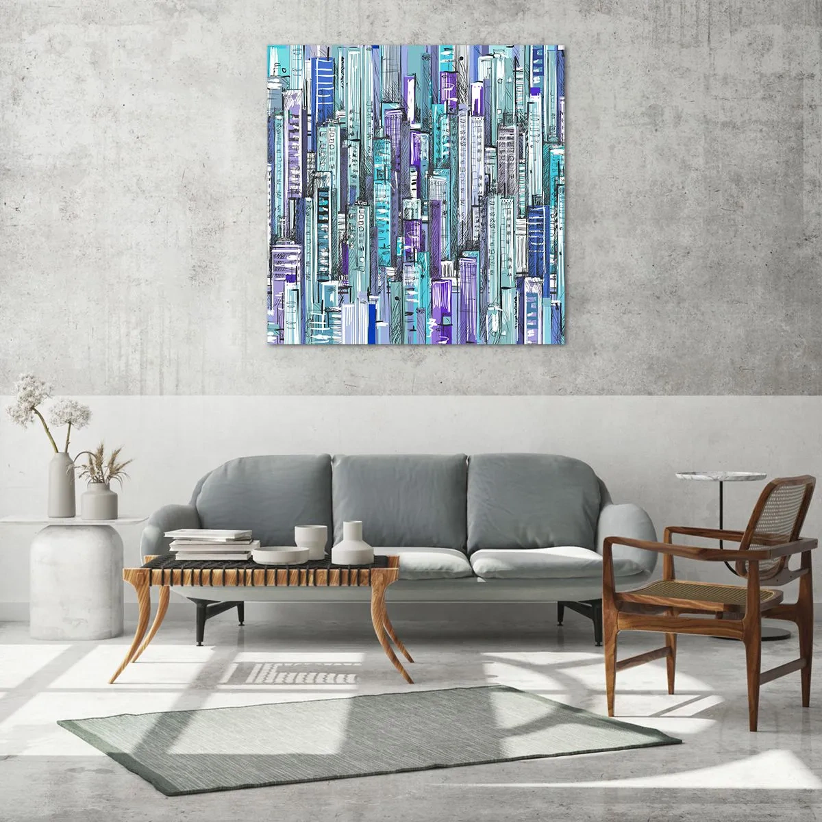 Obraz na szkle - Pobłękitniałe od nieba - 70x70 cm