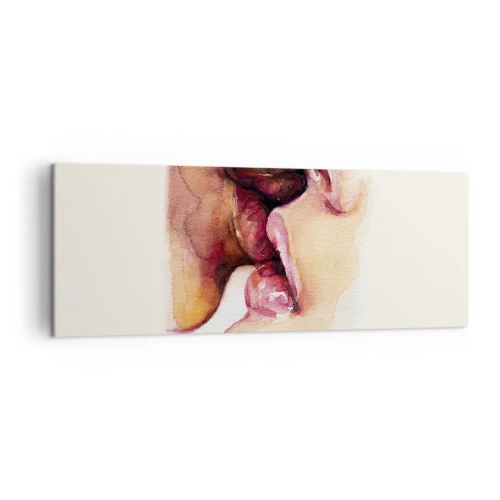 Obraz na płótnie - Akwarelowy obrazek przedstawiający zbliżenie twarzy - 140x50cm - Jak noc i dzień, ziemia i niebo - Nowoczesna dekoracja ścienna do salonu i sypialni ARTTOR