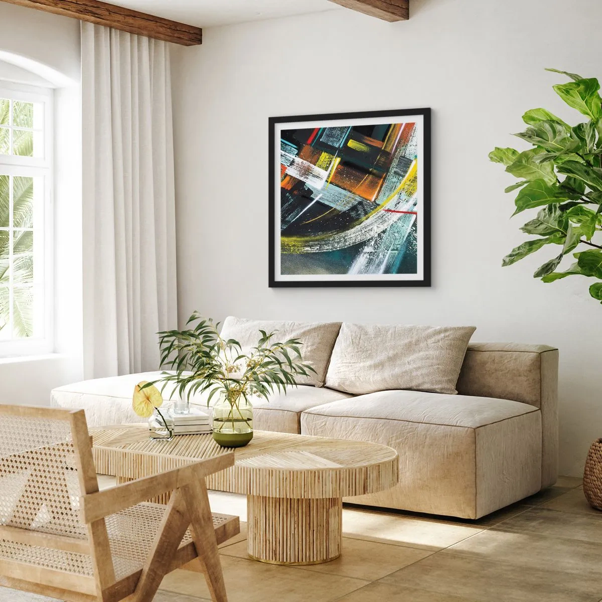 Plakat w czarnej ramie - Energia ruchu - 30x30 cm