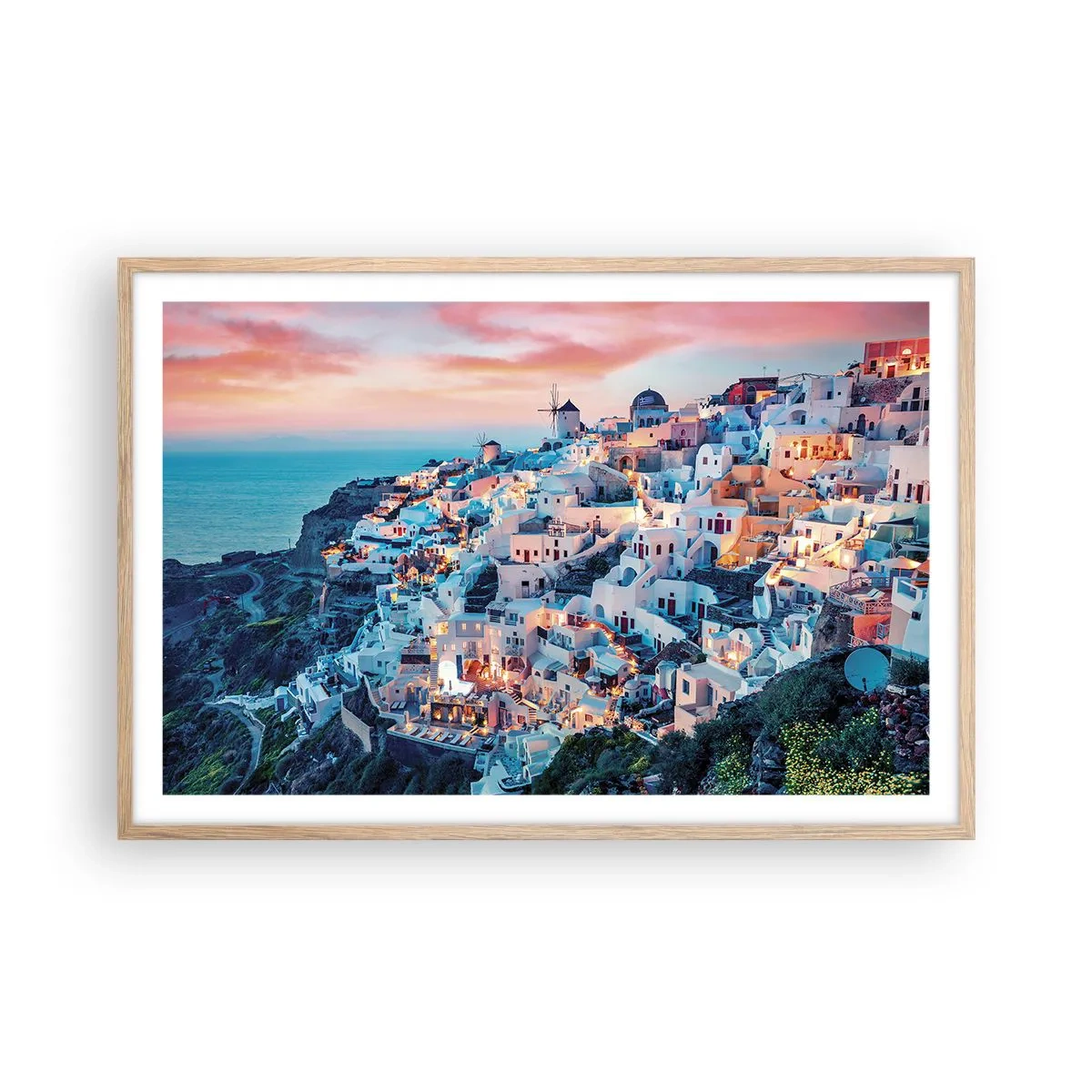 Plakat w ramie jasny dąb - Twoje wielkie greckie wakacje - 91x61 cm