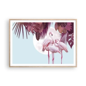 Plakat w ramie jasny dąb - Trzy ptasie gracje - 100x70 cm