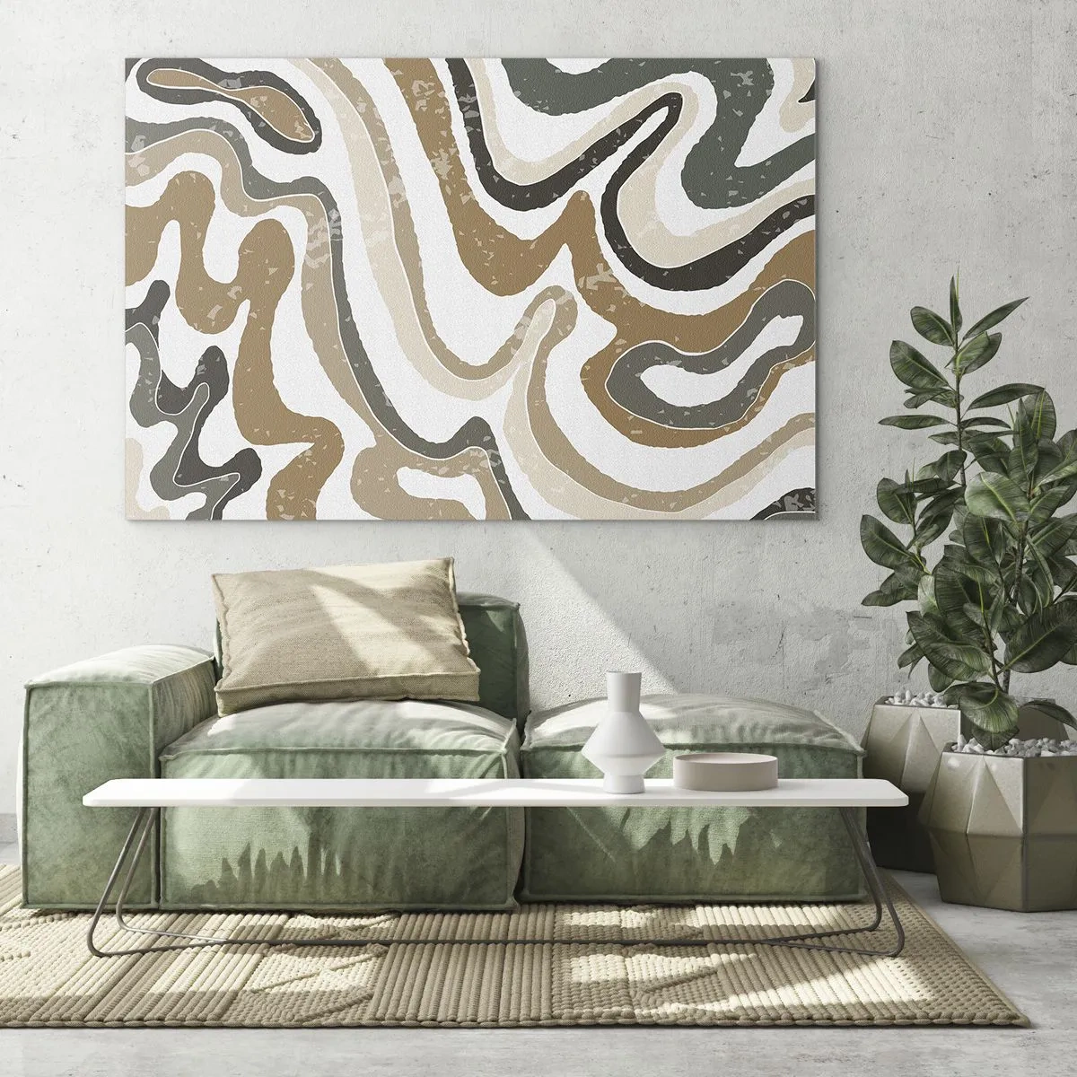 Obraz na szkle - Abstrakcyjny wzór w ziemistych barwach - 70x50cm - Meandry barw ziemi - Nowoczesna dekoracja ścienna do salonu i sypialni ARTTOR