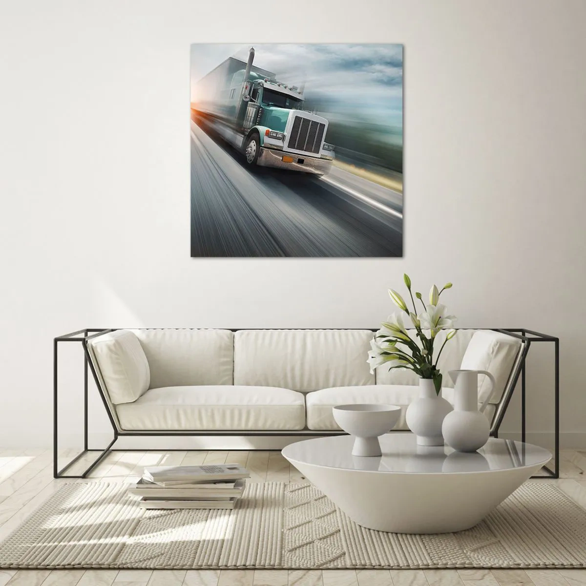Obraz na szkle - Amerykański olbrzym w pędzie - 70x70 cm