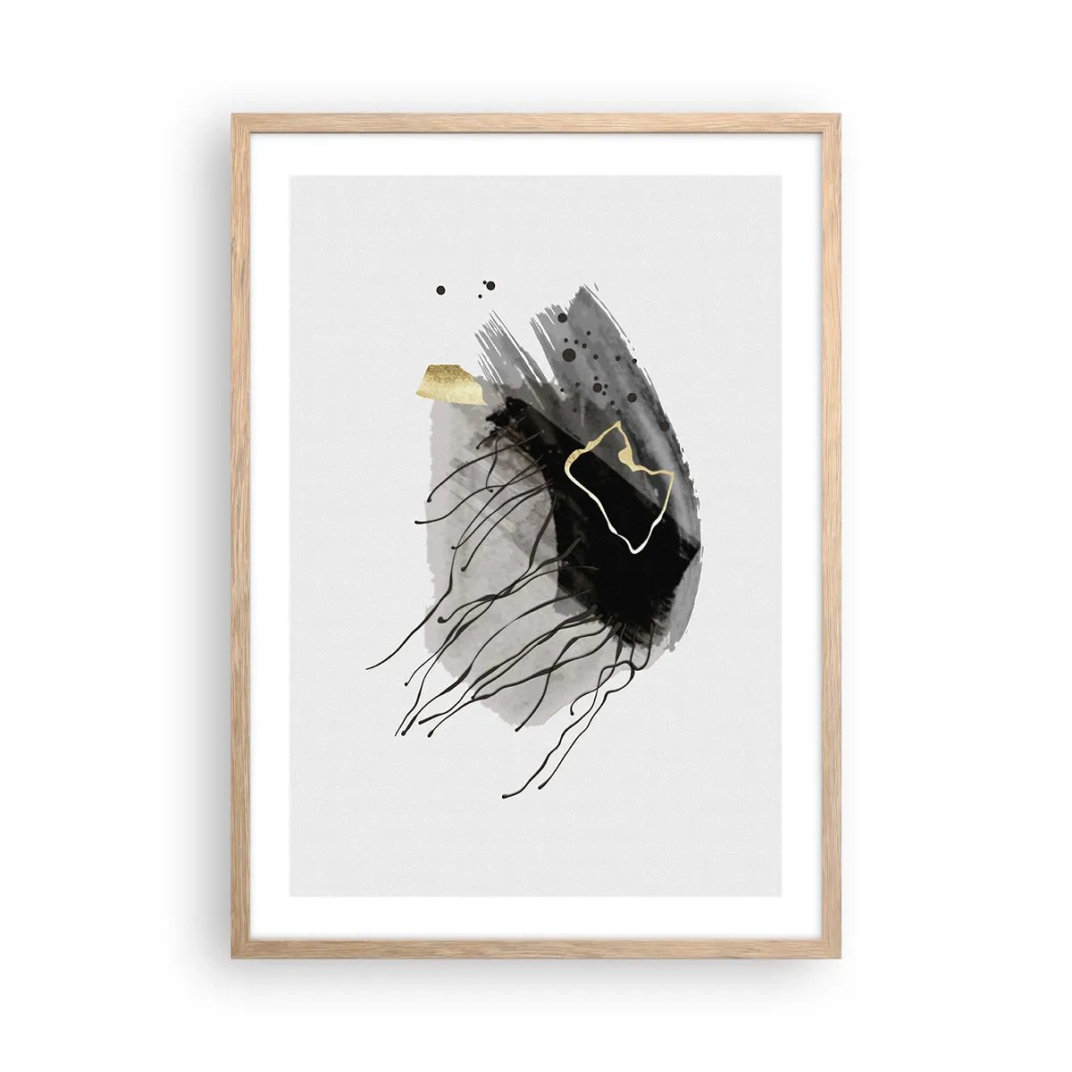 Plakat w ramie jasny dąb - W czerni i w złocie - 50x70 cm