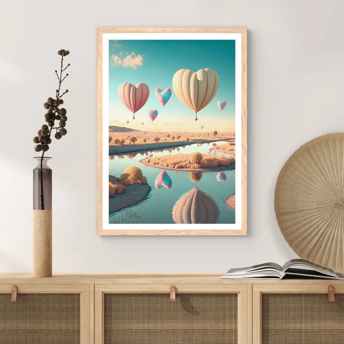 Plakat w ramie jasny dąb - Miłość pozwala wznieść się - 70x100 cm