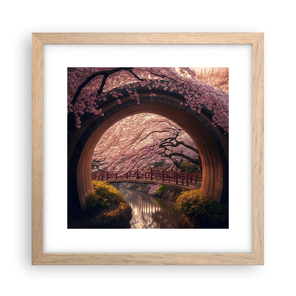 Plakat w ramie jasny dąb - Japońska wiosna - 30x30 cm