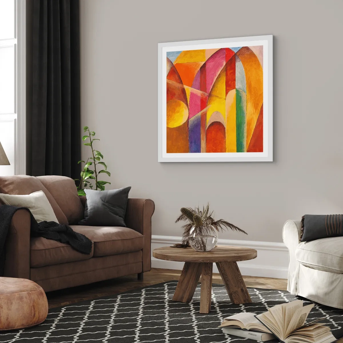 Plakat w białej ramie - Katedra słońca - 50x50 cm
