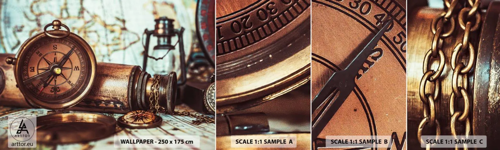 Fototapeta Próbka Samoprzylepna Deluxe Sticker - Piracka przygoda na Karaibach czeka - Marynistyczne, Piraci, Kompas - 100x30 cm