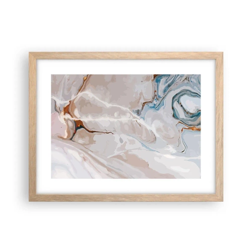 Plakat w ramie jasny dąb - Błękitne meandry pod bielą - 40x30 cm