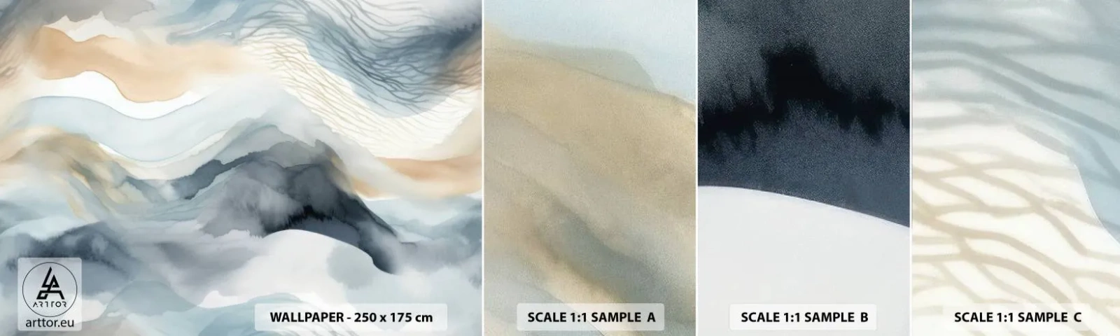 Fototapeta Próbka Standard Eco - Abstrakcja śnieżna i mglista - Sztuka, Akwarela, Minimalizm - 100x30 cm