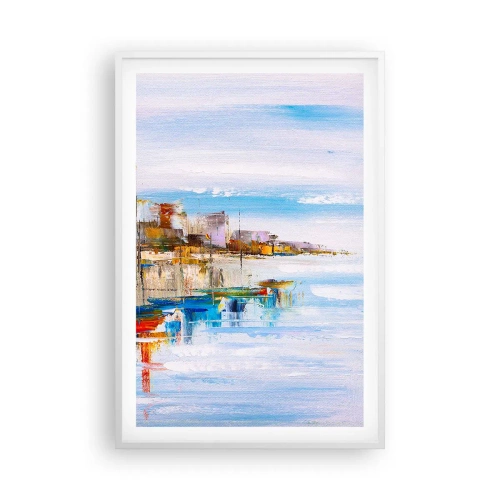 Plakat w białej ramie - Wielobarwna miejska przystań - 61x91 cm