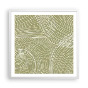 Plakat w białej ramie - Abstrakcja misterna w bieli - 60x60 cm