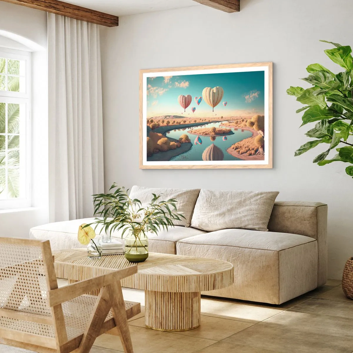 Plakat w ramie jasny dąb - Miłość pozwala wznieść się - 100x70 cm