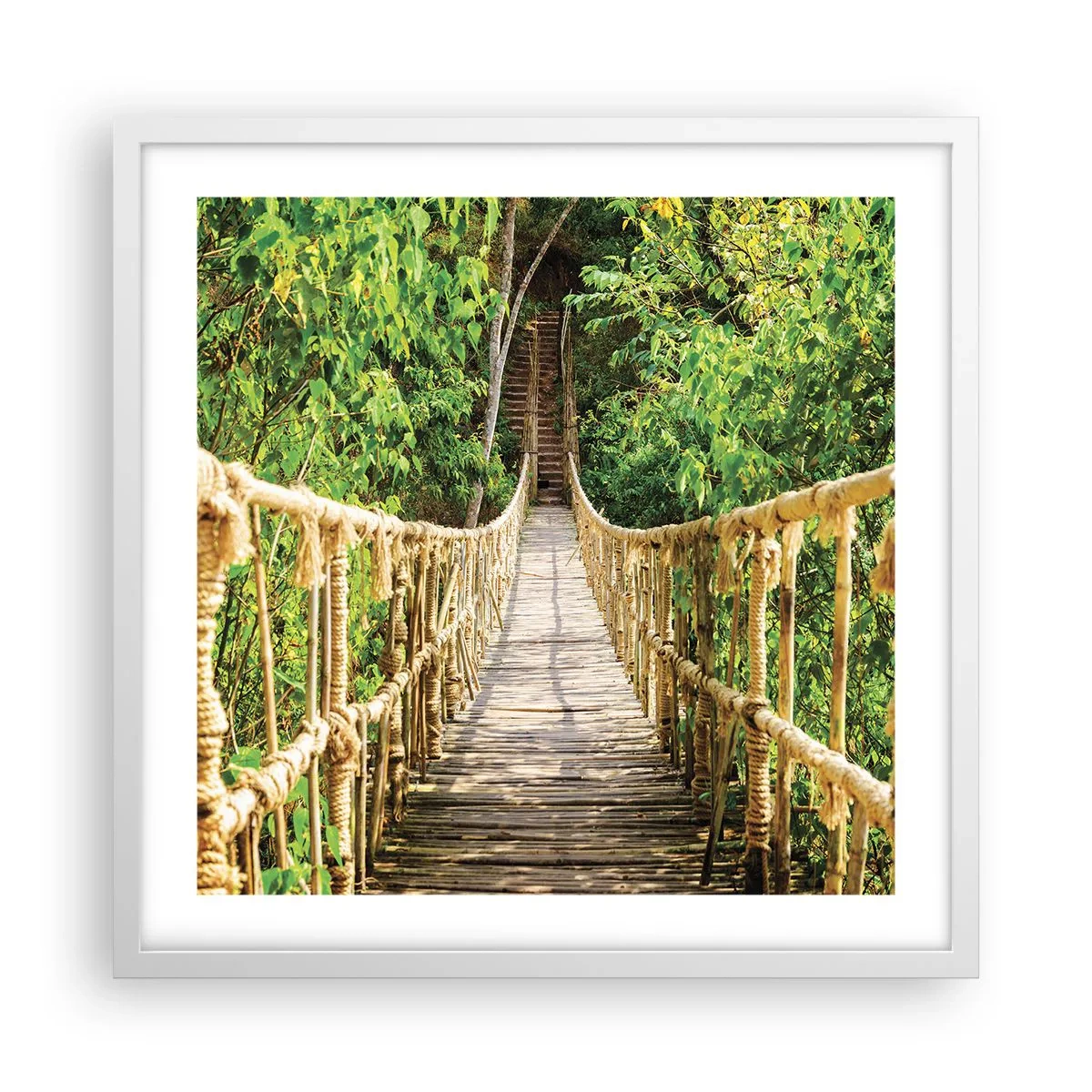 Plakat w białej ramie - Zawieszony w zieleni - 50x50 cm