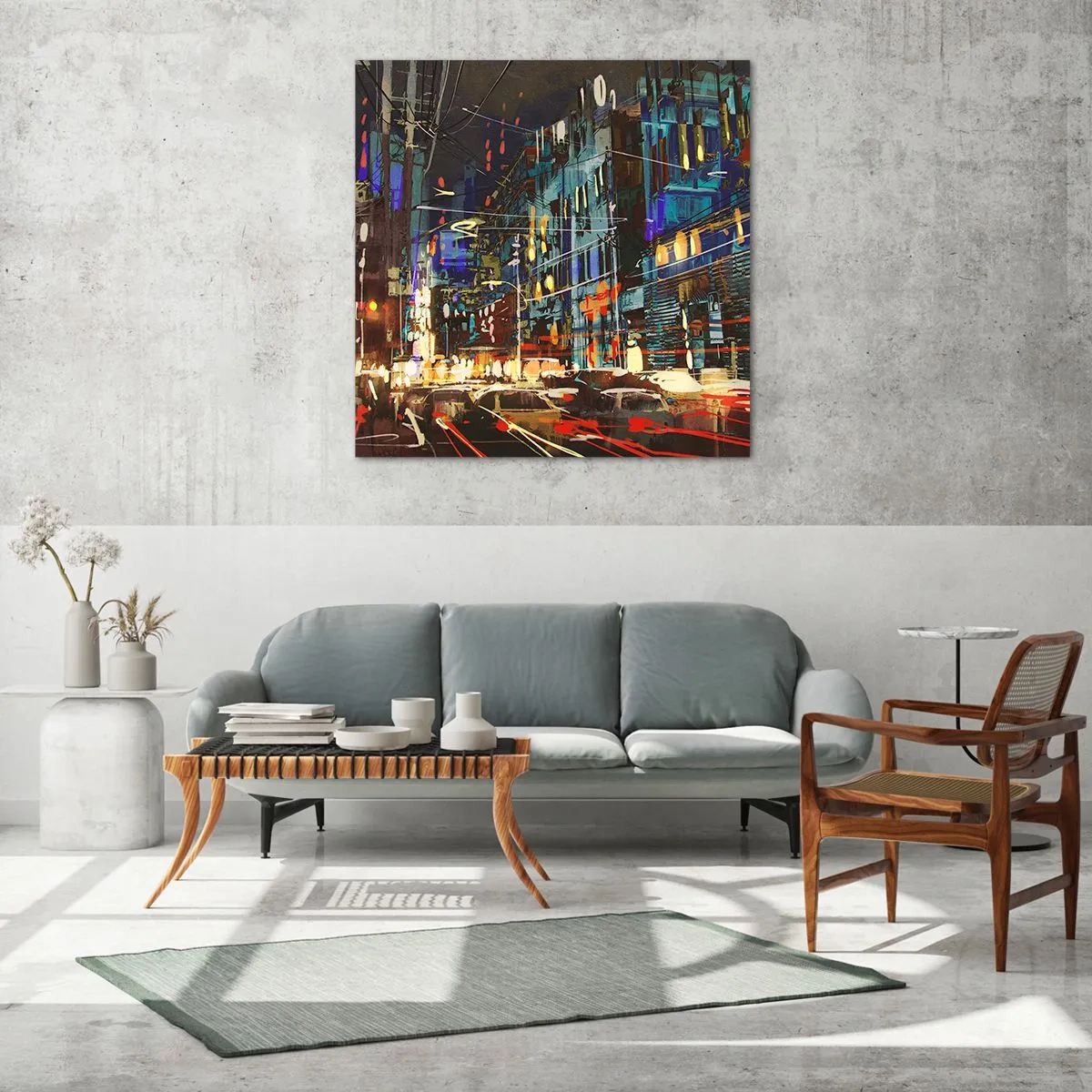 Obraz na szkle - Wieczorny gwar ulicy - 70x70 cm