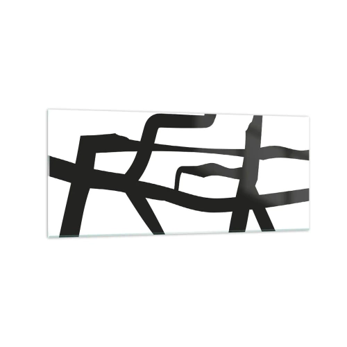 Obraz na szkle - Minimalistyczny czarno-biały wzór z geometrycznymi liniami - 120x50cm - Czarno-biała konstrukcja - Nowoczesna dekoracja ścienna do salonu i sypialni ARTTOR
