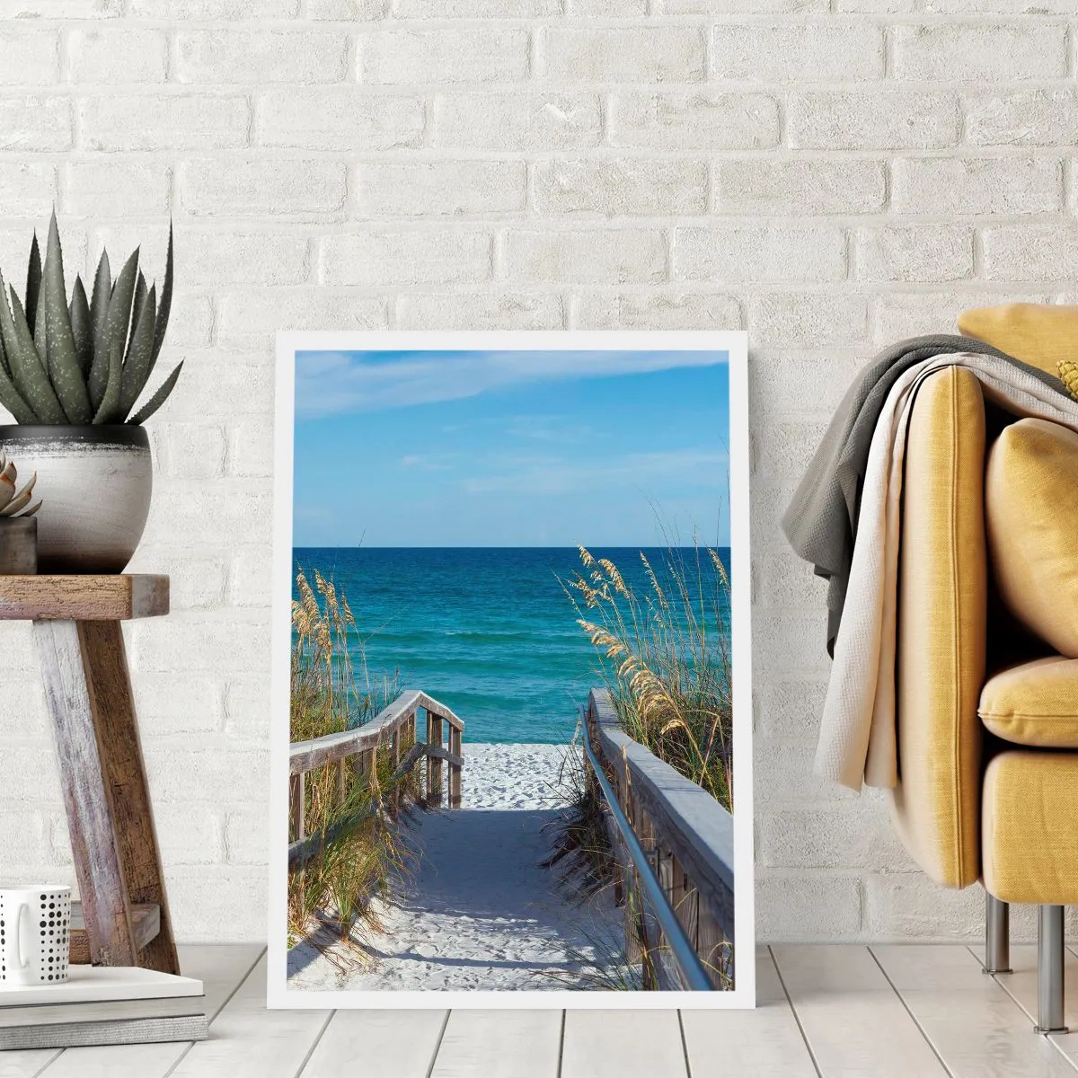 Plakat - Wejście na plażę z widokiem na morze - 50x70cm - W słońcu, na wietrze - Nowoczesna dekoracja ścienna do salonu, kuchni i sypialni ARTTOR