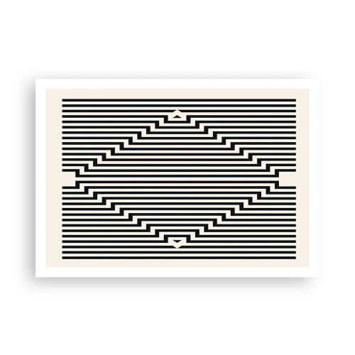 Plakat - Czarno-białe linie tworzące efekt geometrycznej iluzji - 100x70cm - Geometryczna iluzja - Nowoczesna dekoracja ścienna do salonu i sypialni ARTTOR