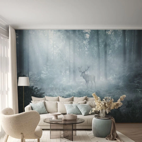 Fototapeta Premium Sand - Poranny obchód włości - Krajobraz, Las, Jeleń - 450x315 cm