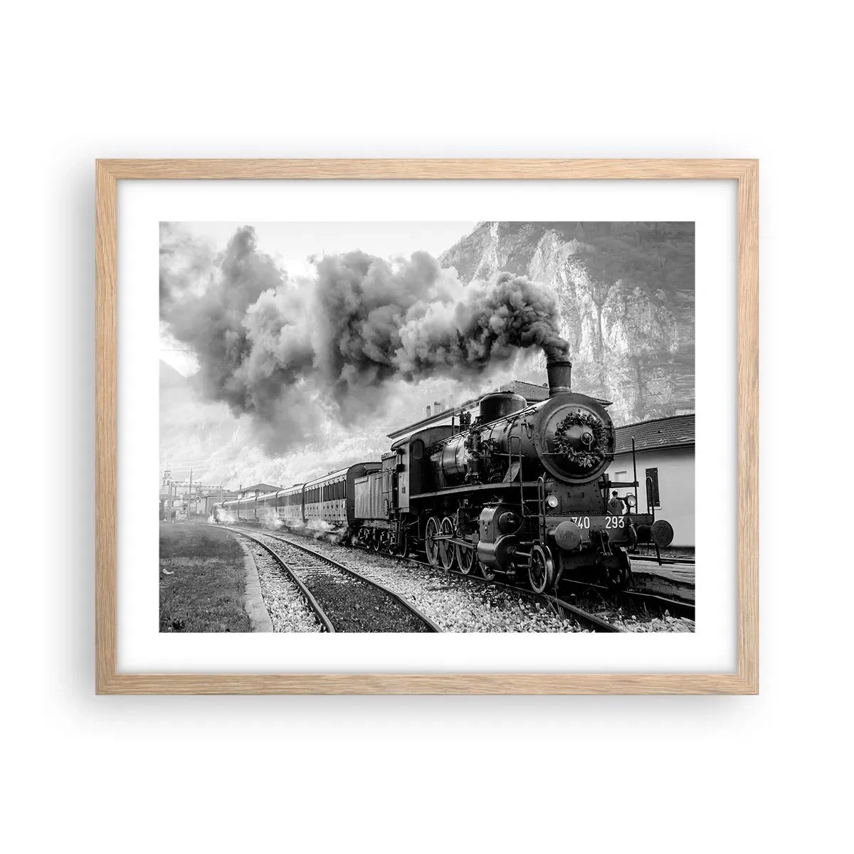 Plakat w ramie jasny dąb - Stoi na stacji… - 50x40 cm