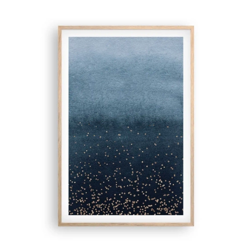 Plakat w ramie jasny dąb - Kompozycja – niebieskie fazy - 61x91 cm