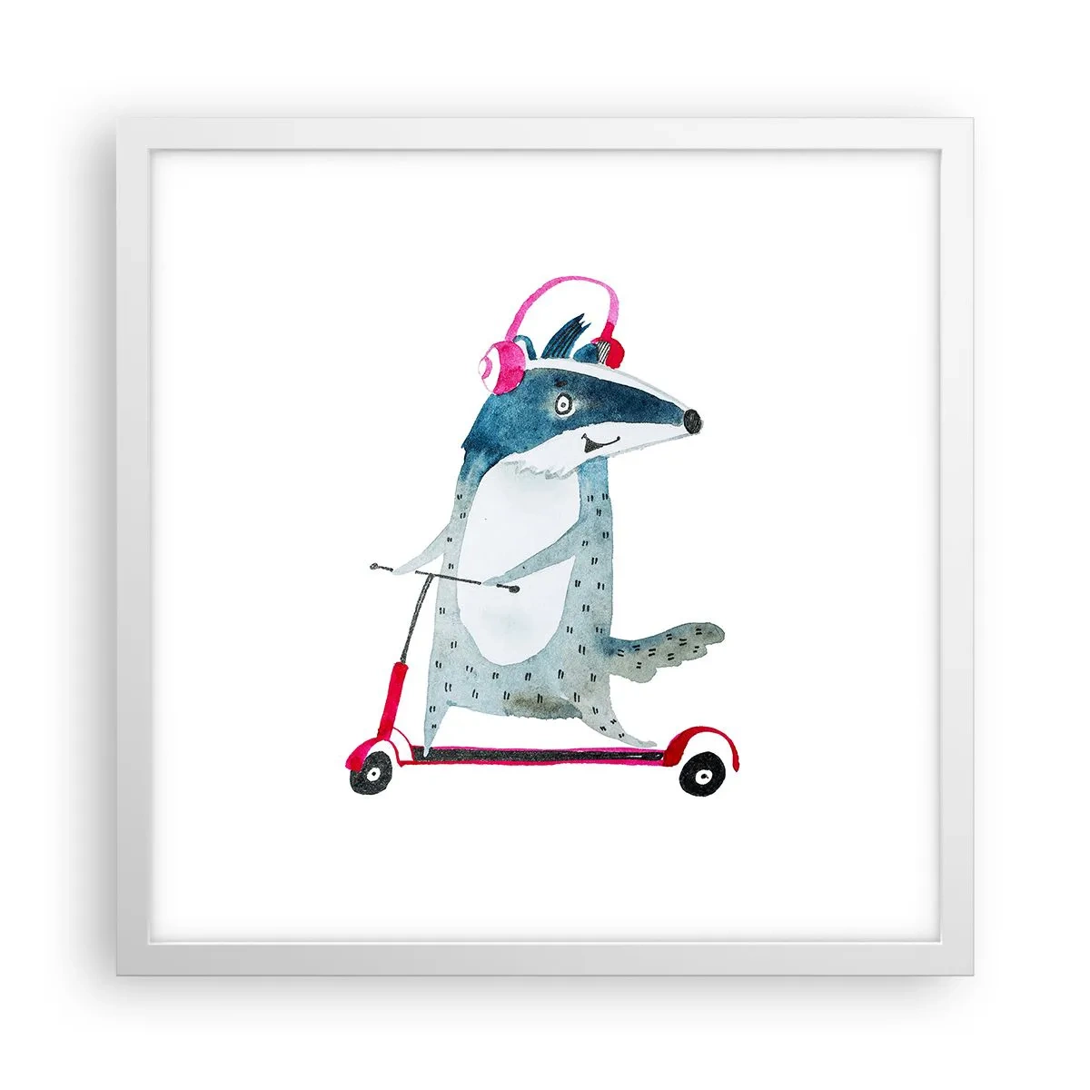 Plakat w białej ramie - Borsucze radości - 40x40 cm