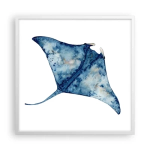 Plakat w białej ramie - Życie w błękicie - 60x60 cm