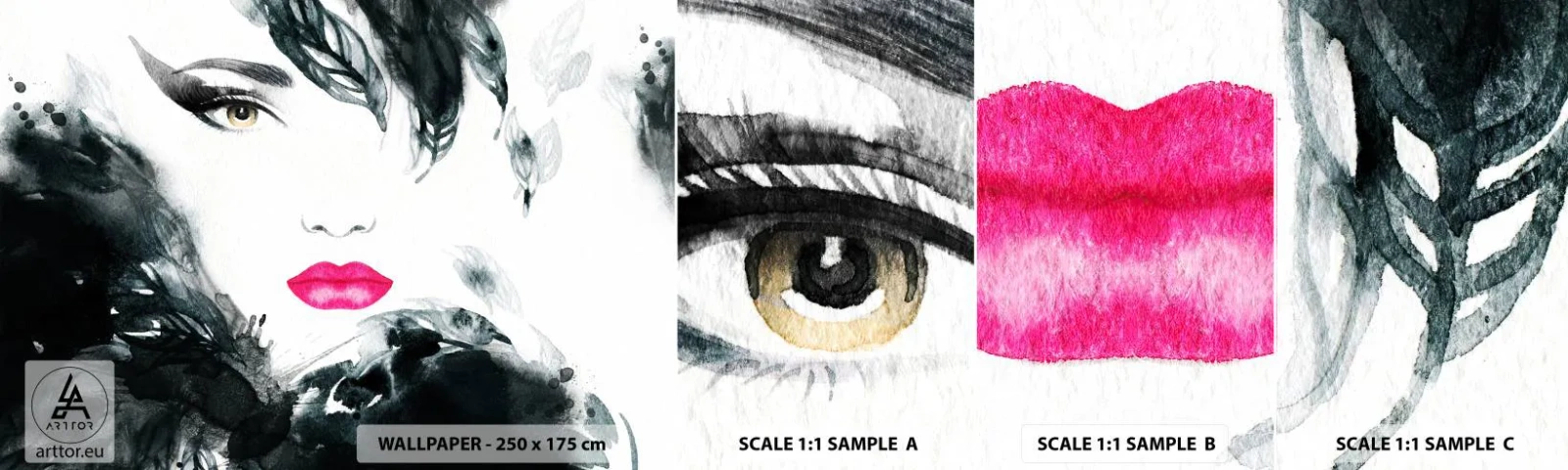 Fototapeta Próbka Samoprzylepna Deluxe Sticker - Uwaga! Femme fatale - Abstrakcja, Twarz Kobiety, Portret Kobiety - 100x30 cm