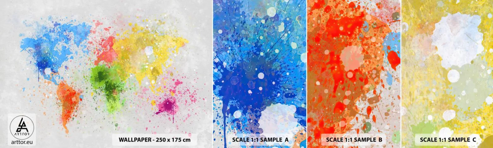 Fototapeta Próbka Standard Eco - Wszystkie barwy świata - Mapa Świata, Kontynenty, Podróże - 100x30 cm