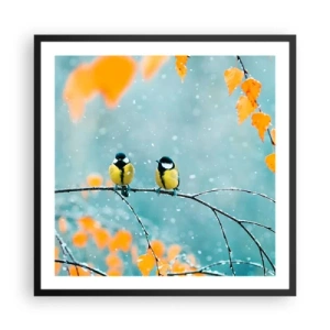 Plakat w czarnej ramie - Ptasie plotki - 60x60 cm