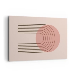 Obraz na płótnie - Abstrakcyjny motyw z różowym okręgiem i liniami - 120x80cm - Nieodparte przyciąganie - Nowoczesna dekoracja ścienna do salonu, kuchni i sypialni ARTTOR