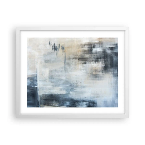 Plakat w białej ramie - Za zasłoną błękitu - 50x40 cm
