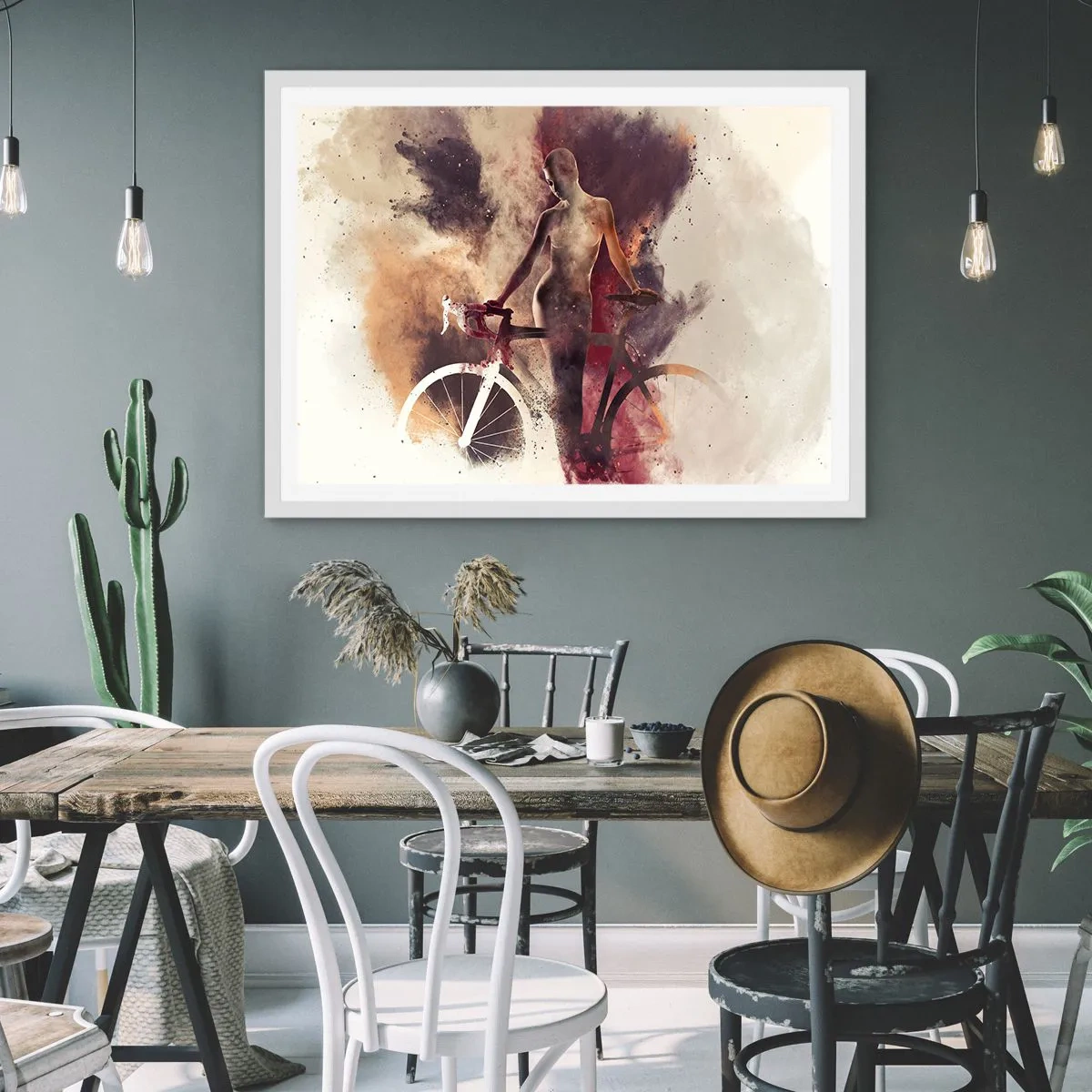 Plakat w białej ramie - W marmurowych kształtach rowerowa dusza - 50x40 cm