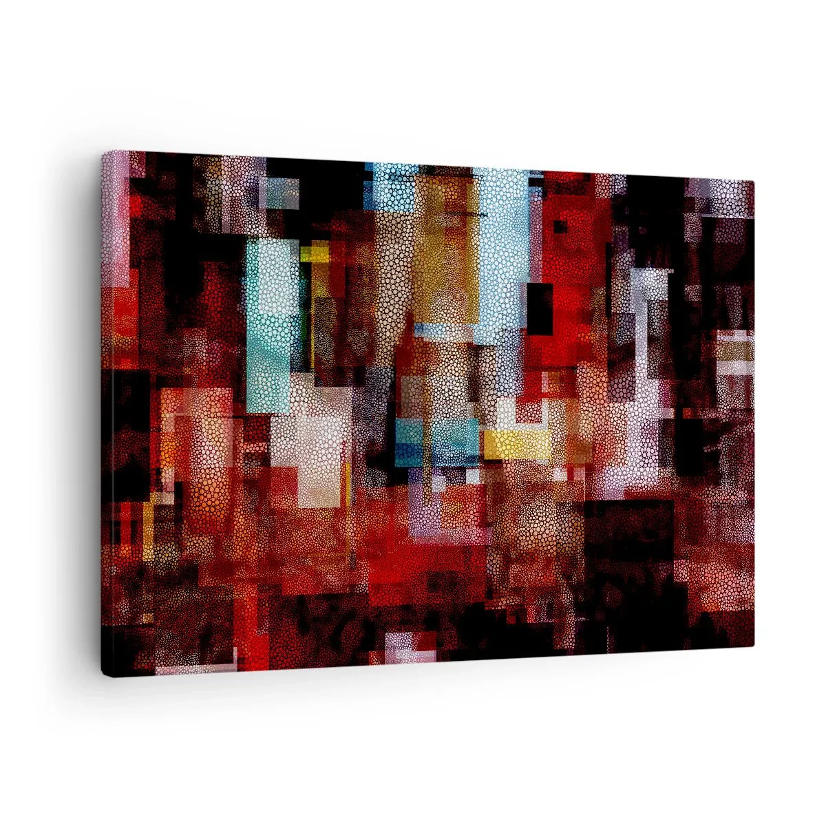 Obraz na płótnie - Geometryczna abstrakcja w intensywnych odcieniach czerwieni - 70x50cm - Pomieszanie z poplątaniem - Nowoczesna dekoracja ścienna do salonu i sypialni ARTTOR