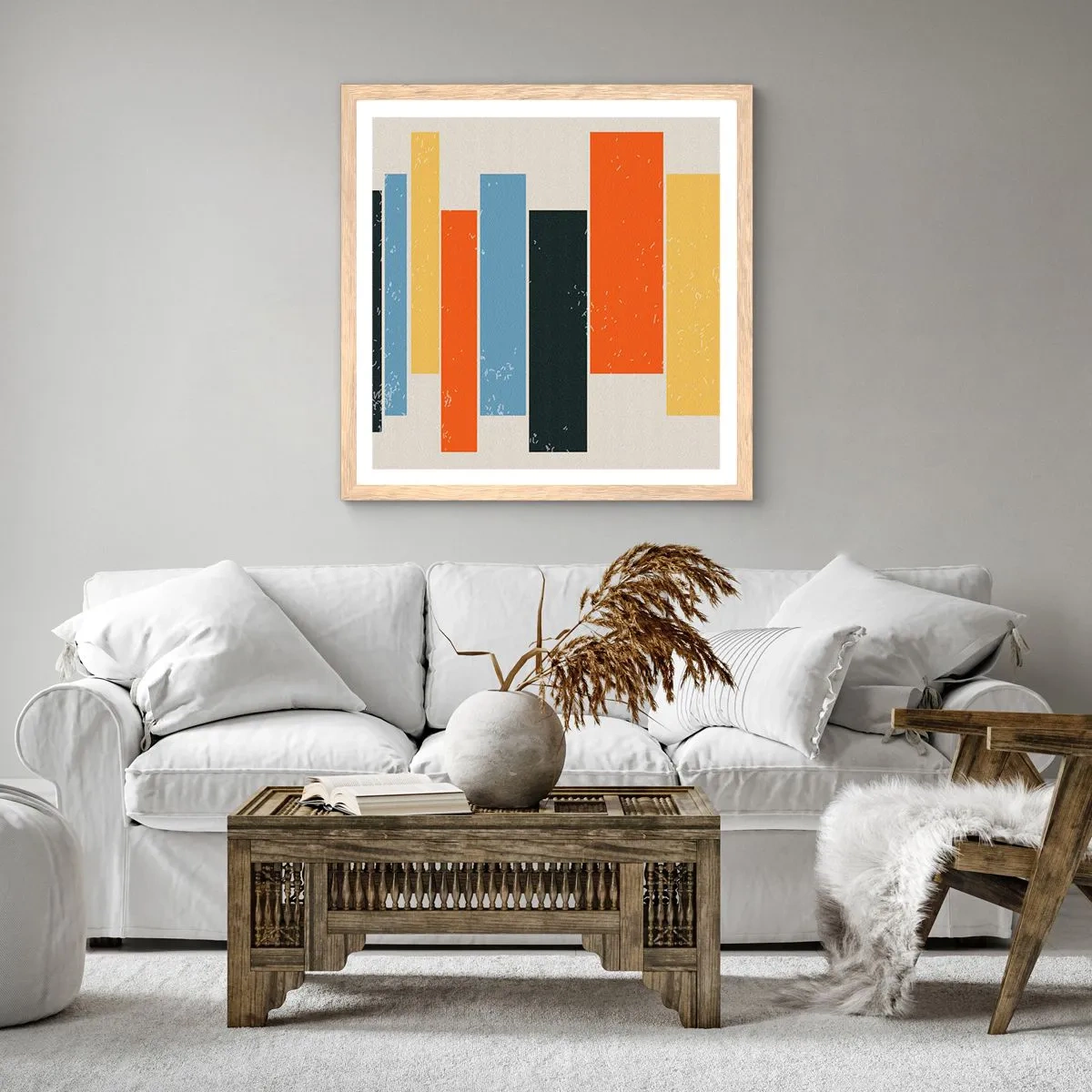 Plakat w ramie jasny dąb - Zapis muzyki - 50x50 cm