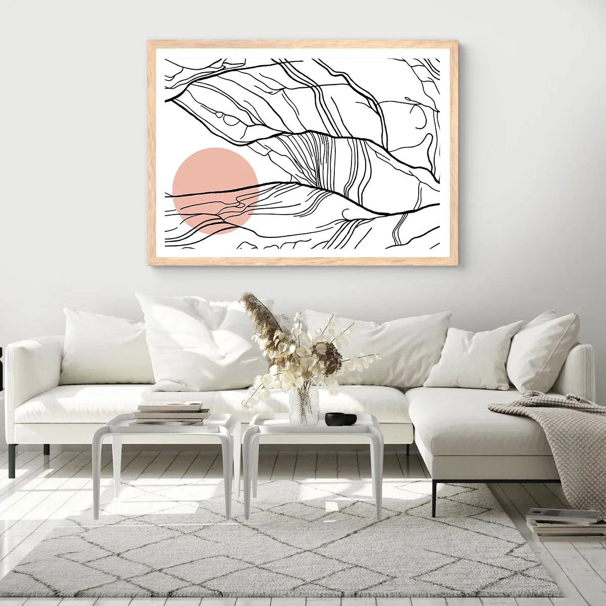 Plakat w ramie jasny dąb - W sieci gałązek - 100x70 cm