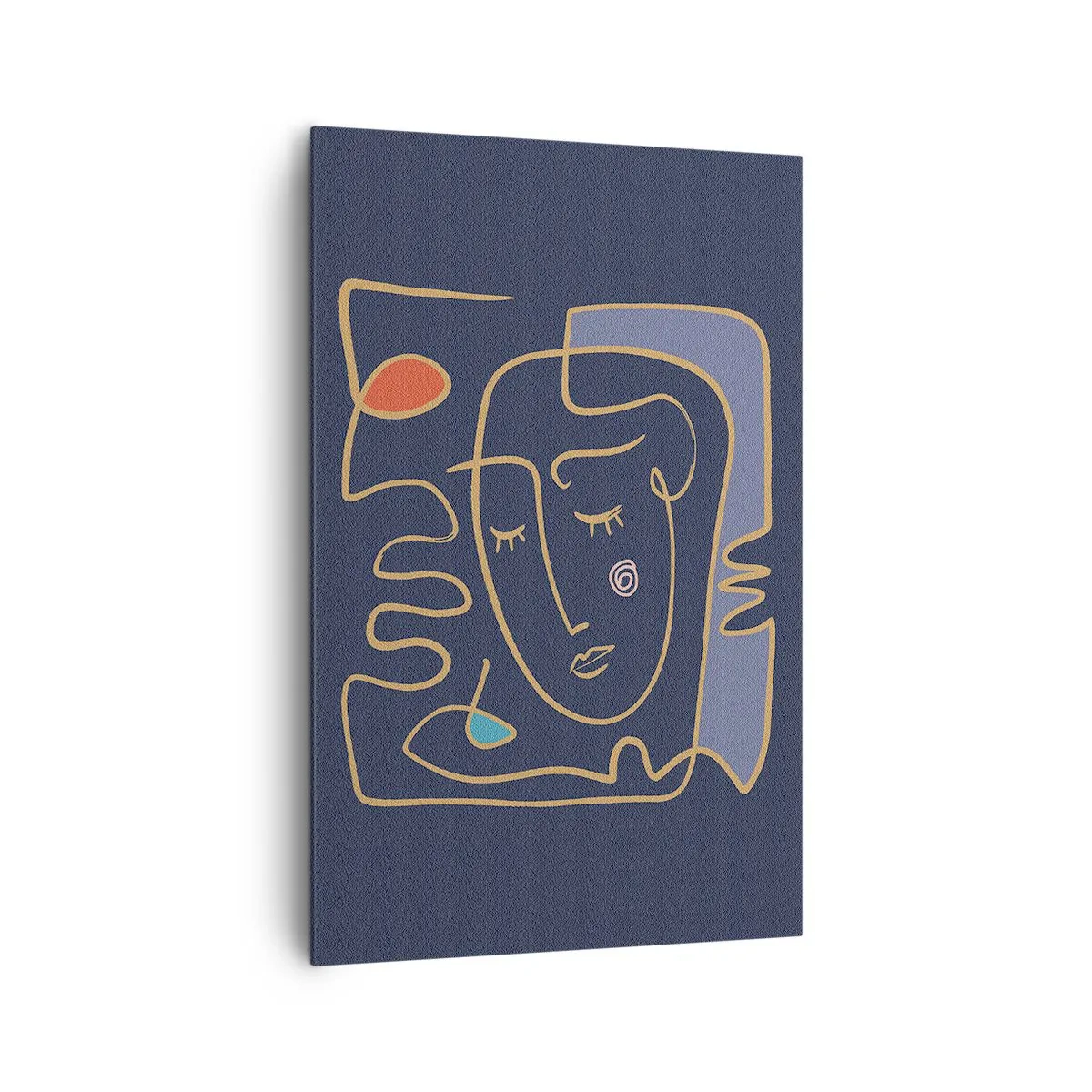 Obraz na płótnie - Abstrakcyjny portret twarzy w minimalistycznym stylu - 80x120cm - W zamyśleniu - Nowoczesna dekoracja ścienna do salonu i sypialni ARTTOR