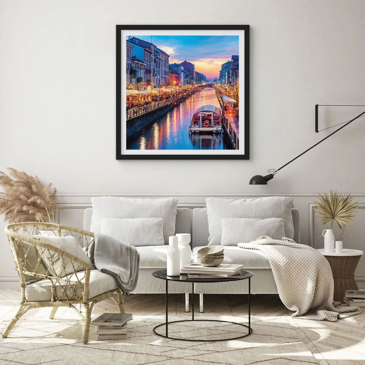Plakat w czarnej ramie - Wieczór światła i zabawy - 30x30 cm