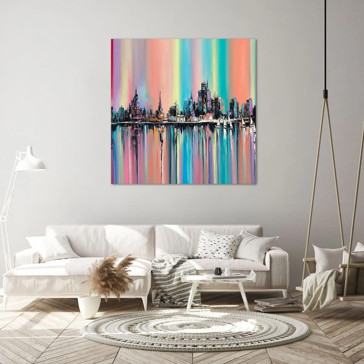 Obraz na płótnie - Spłynąć światłem nocy - 40x40 cm