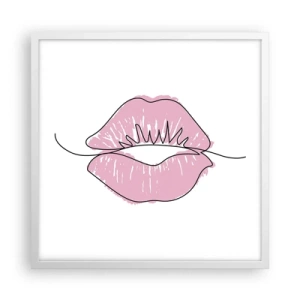 Plakat w białej ramie - Gotowy do pocałunku? - 50x50 cm
