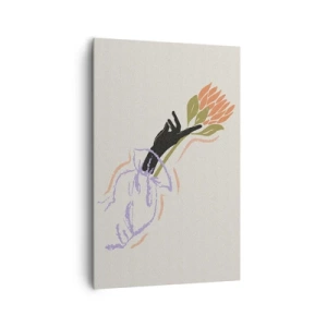 Obraz na płótnie - Minimalistyczny bukiet kwiatów w delikatnym stylu - 80x120cm - Siostrzany dotyk - Nowoczesna dekoracja ścienna do salonu i sypialni ARTTOR