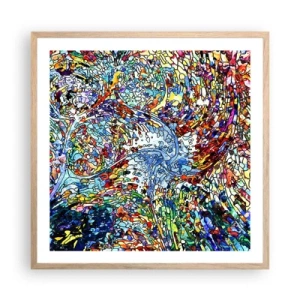 Plakat w ramie jasny dąb - Witraż kroplisty - 60x60 cm