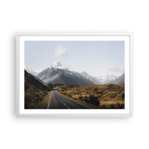 Plakat w białej ramie - Droga do serca gór - 70x50 cm
