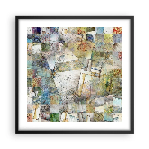 Plakat w czarnej ramie - Geometryczne przetasowanie - 50x50 cm