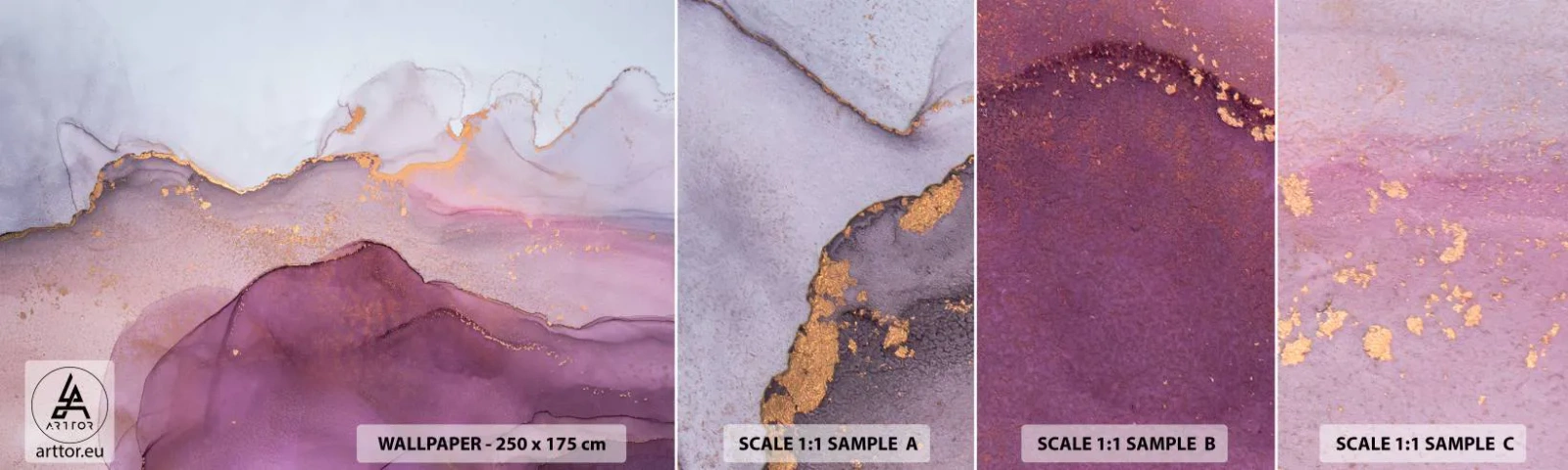 Fototapeta Próbka Samoprzylepna Deluxe Sticker - Fale lila i fioletu - Abstrakcja, Sztuka, Modern Art. - 100x30 cm