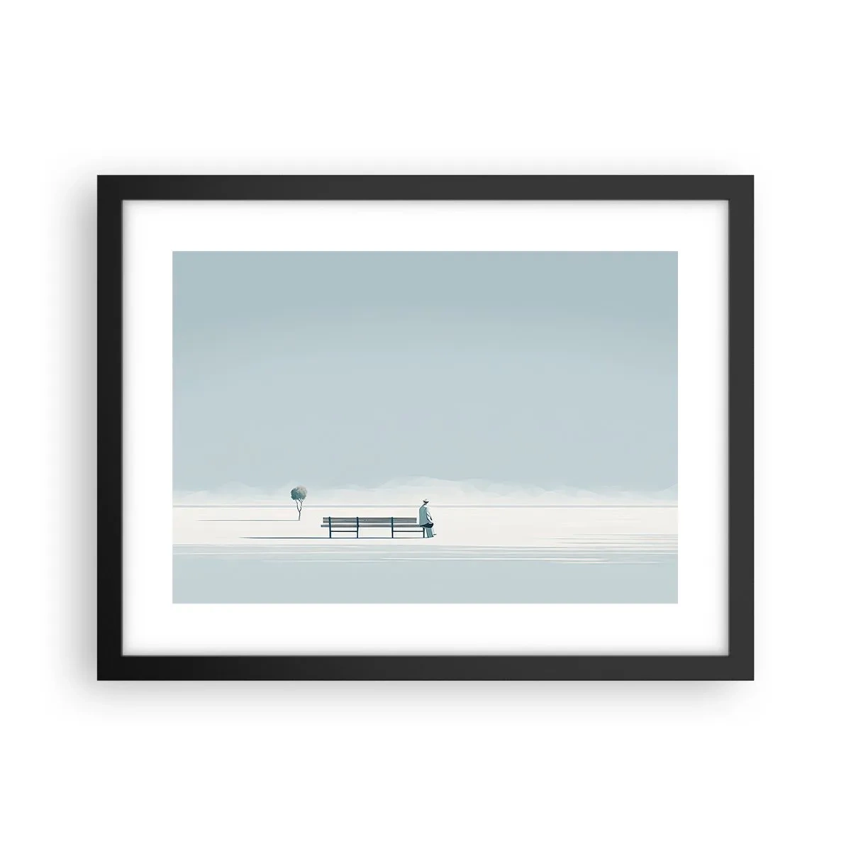 Plakat w czarnej ramie - Tak, czekam. - 40x30 cm